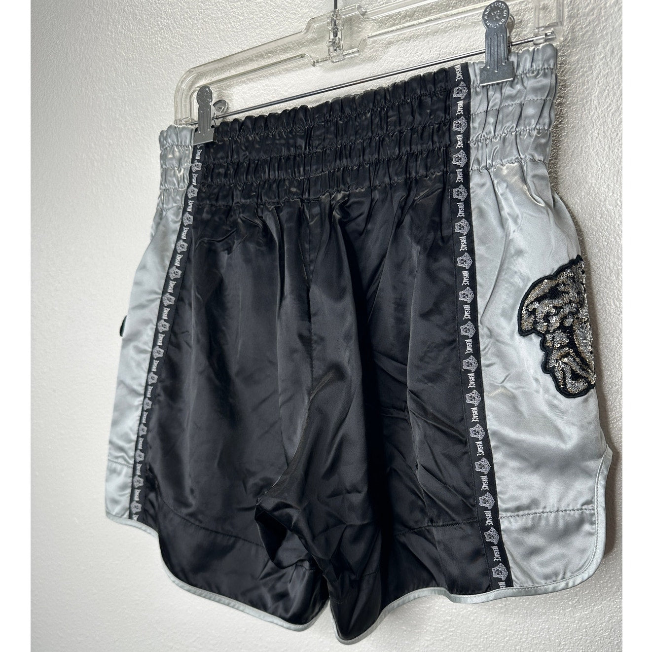 Versace Muay Thai Boxing Shorts Black & Silver Sequin 48 / M