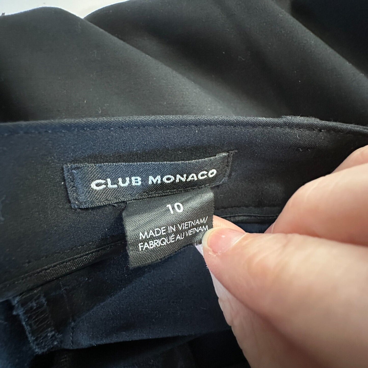 Club Monaco Black Straight Leg Leather Trimmed Zip & Pockets Trouser Pants 10