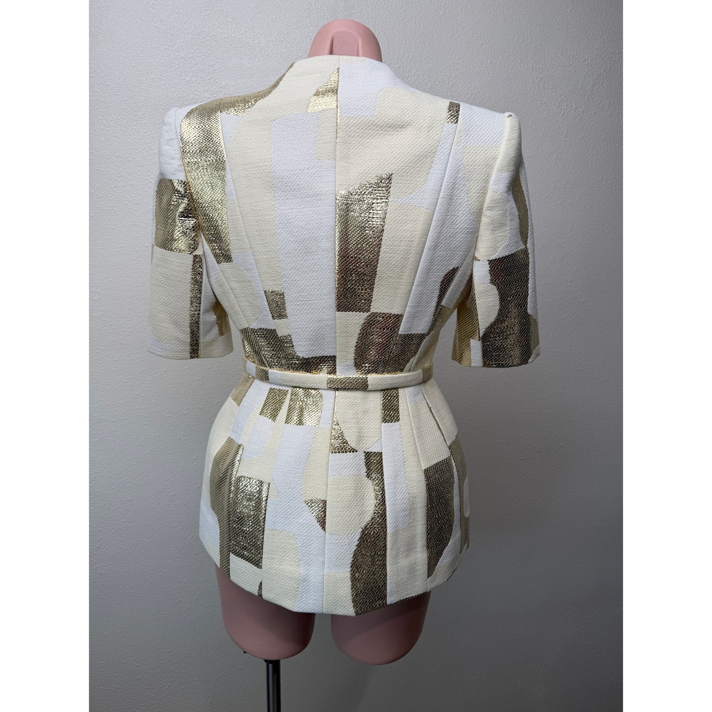 NWT August Getty Atelier "Thalia" Brocade Belted Blazer US 2