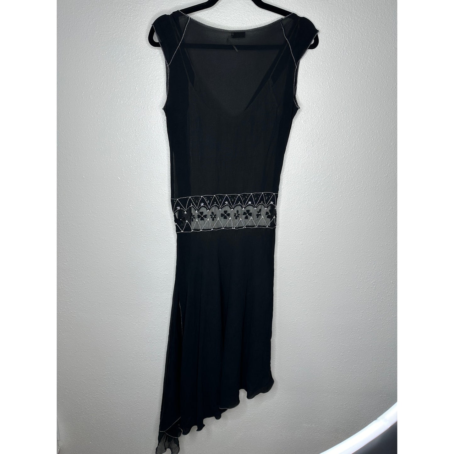 Vintage Max Studio Special Edition Black Ivory Sheer Silk Embroidered Dress S