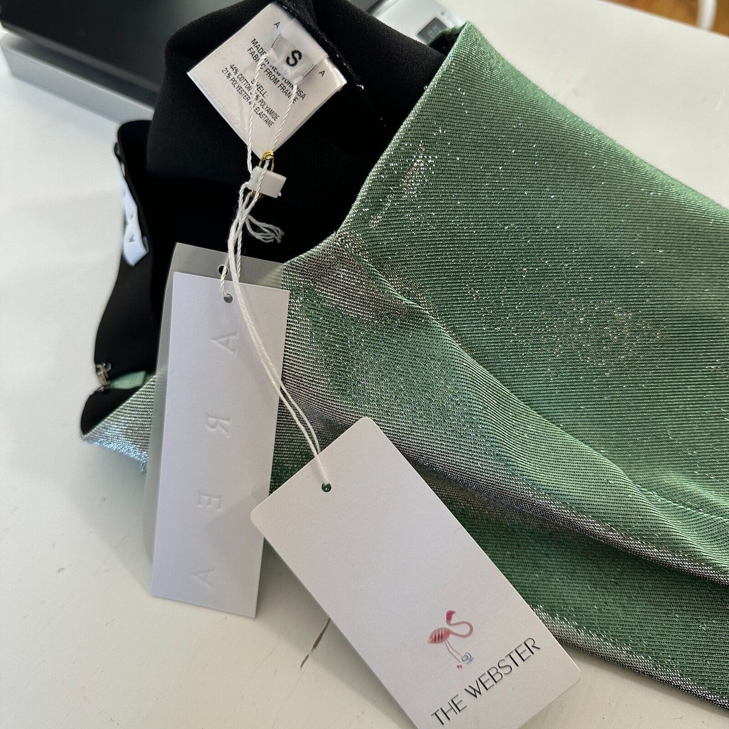 NWT AREA Mint Green Silver Lamé Cycling Shorts above knee Reflective Biker Small