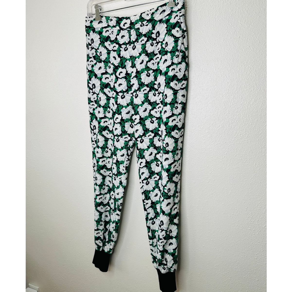 Stella McCartney White Black Green Floral Print Julia Flora Jogger Pants M