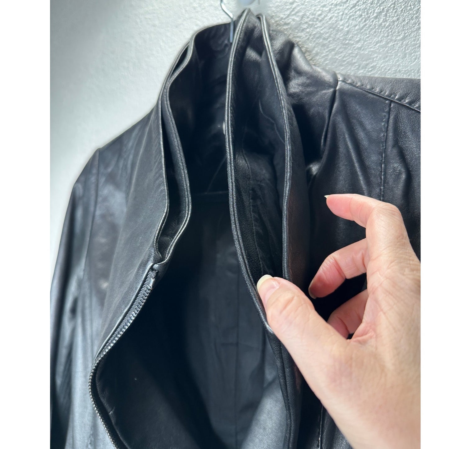 Vince Black Soft Lamb Leather Scuba Moto Jacket Asymmetrical Zip  S