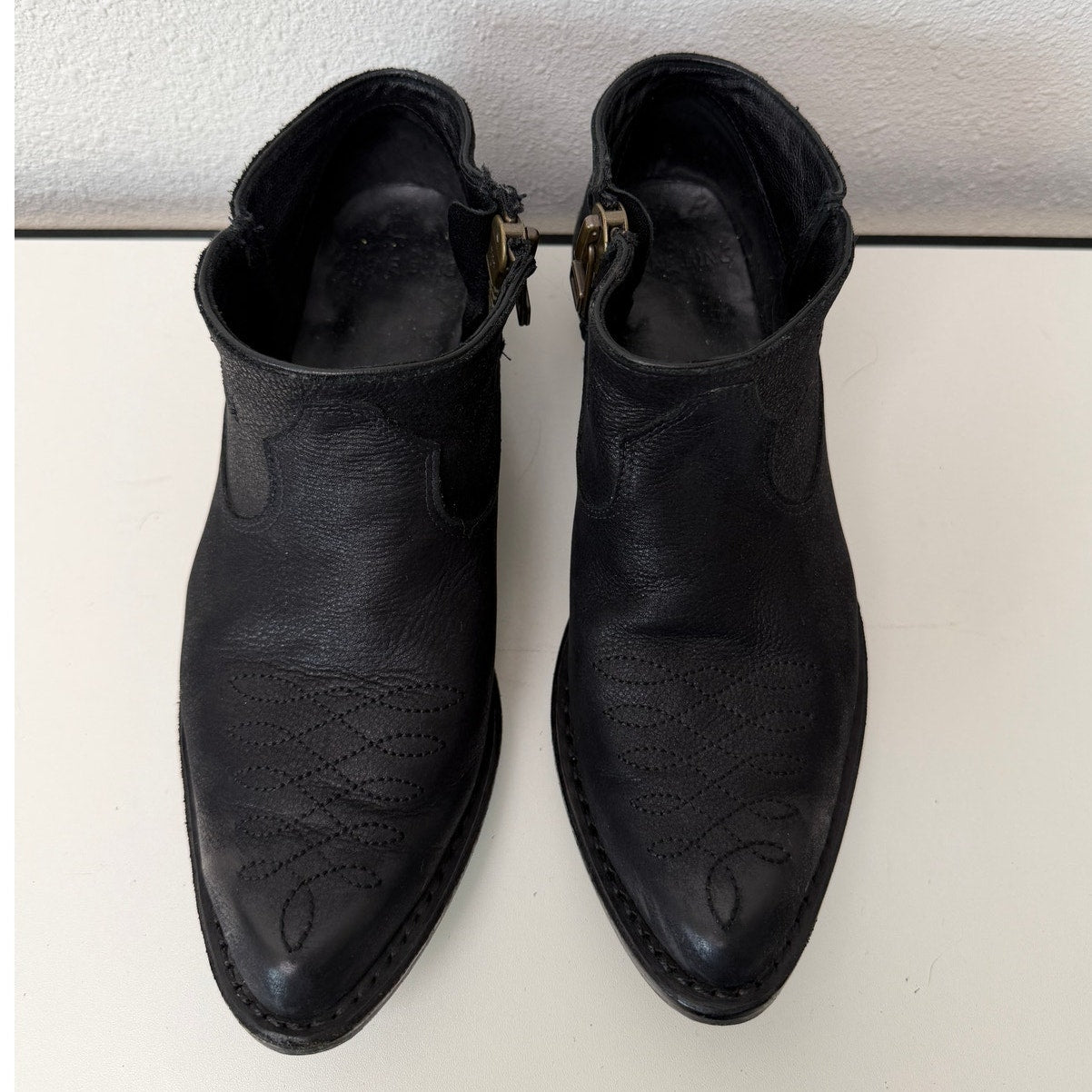 Anine Bing Lou Boot Black Leather Western Ankle Boots Size US 8 EU 38