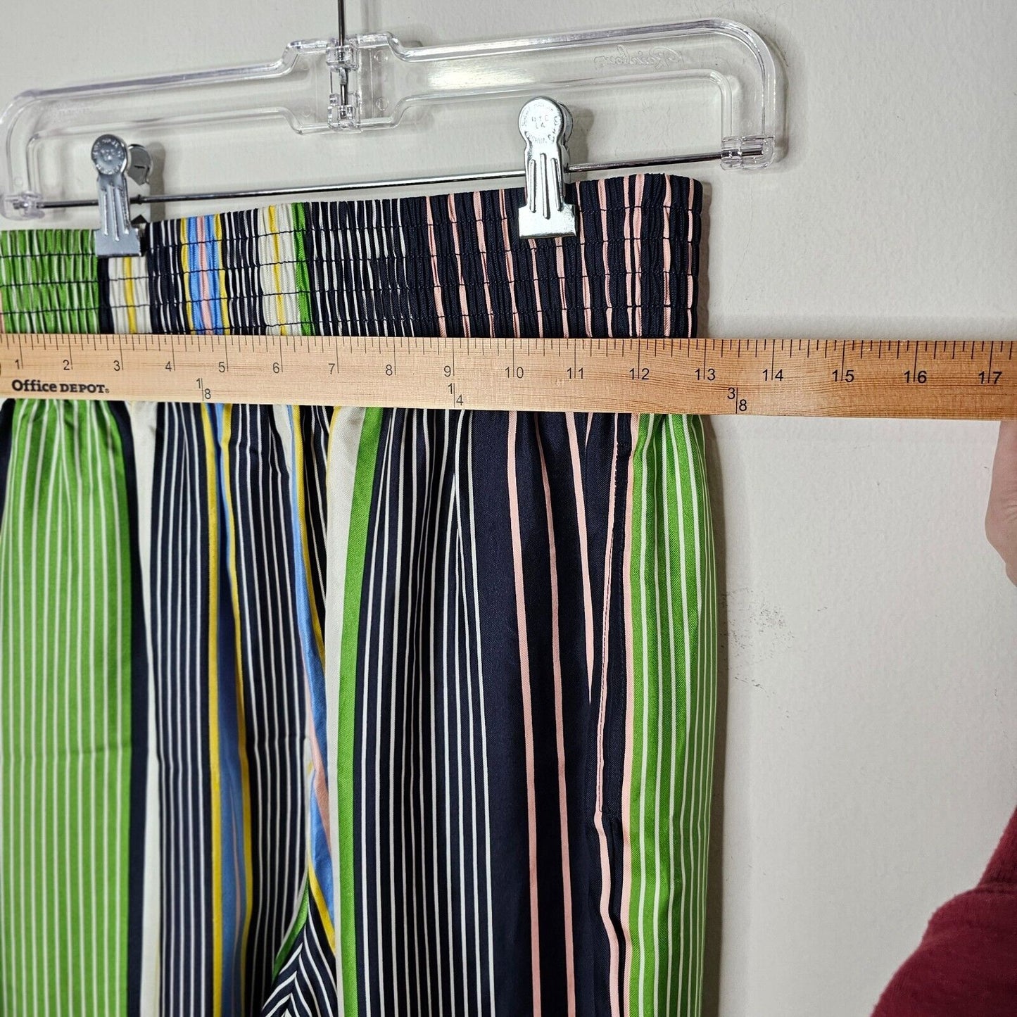 NWOT Tory Burch Green Blue White Multi Stripe Silk Harem Pants Banded Cuffs 2