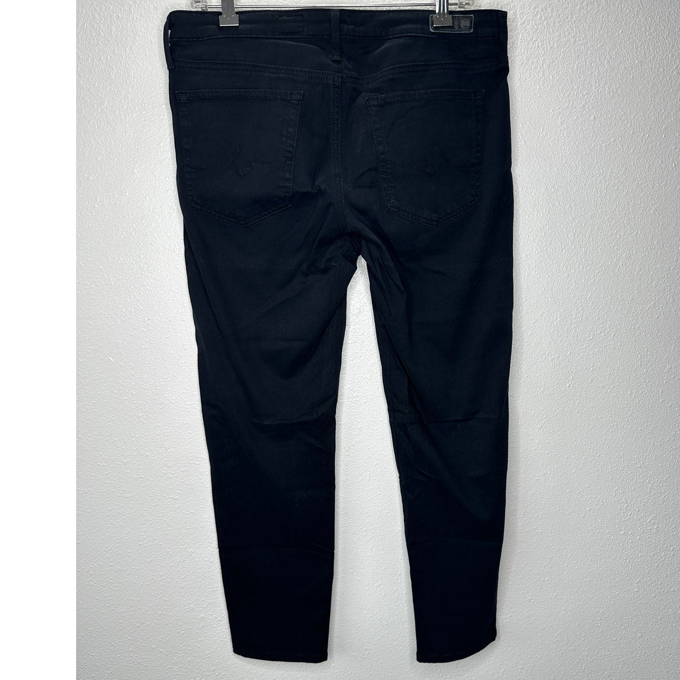 AG Worn Black Suede Look Prima Crop Cigarette Crop Jeans 30