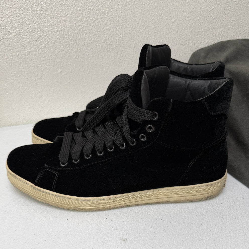 Tom Ford Black Suede High Top Sneakers Size EU 44