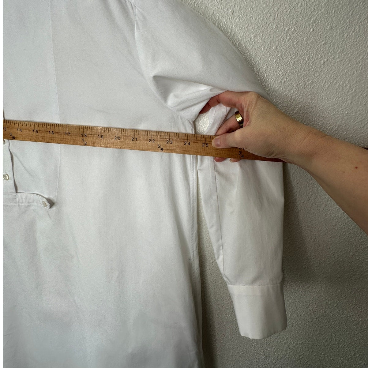 Mina Perhonen Siipi Cotton Silk White 3/4 Button Long Sleeve Shirt Dress 38 / Small