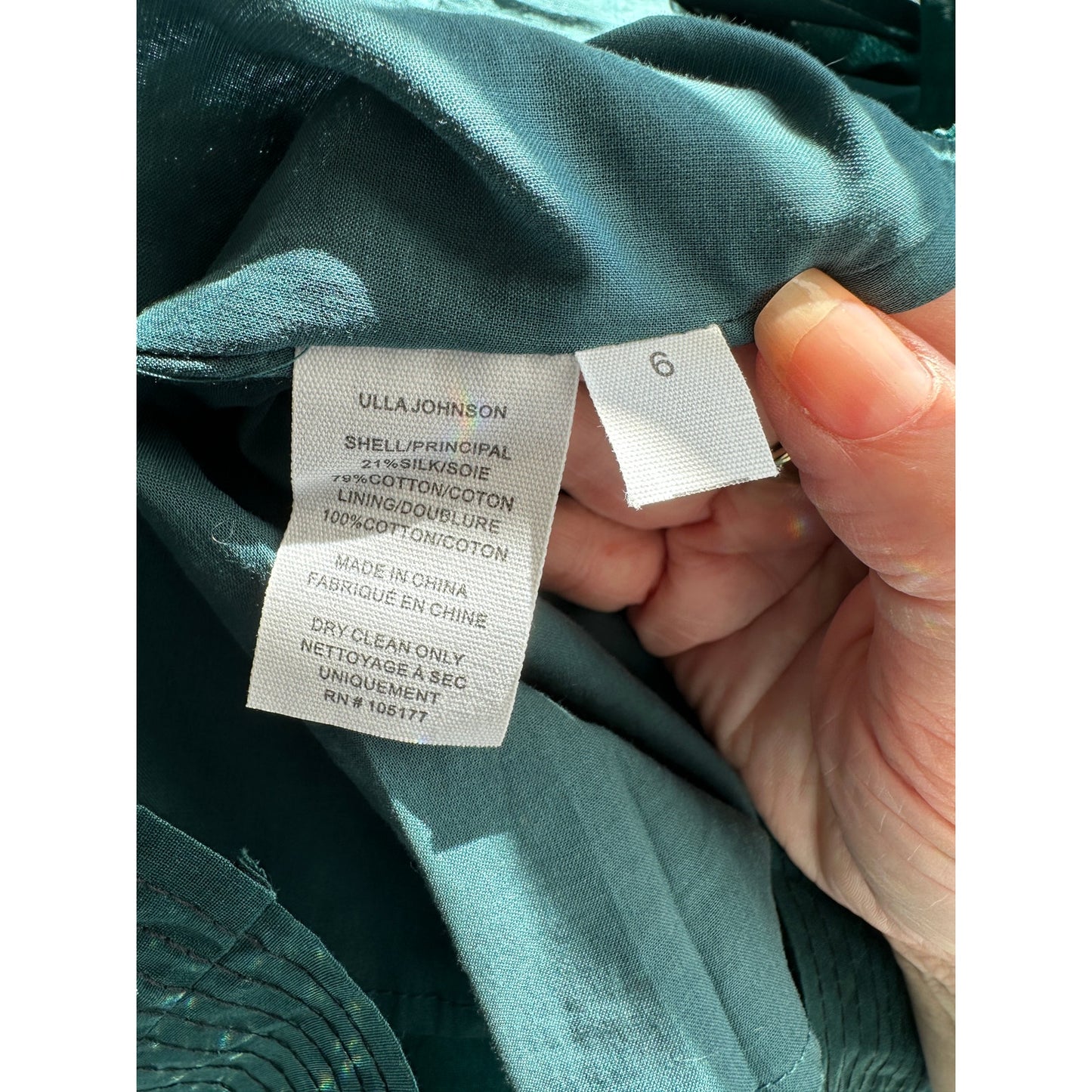 Ulla Johnson emerald green tiered prairie skirt women’s 6 silk-cotton lined