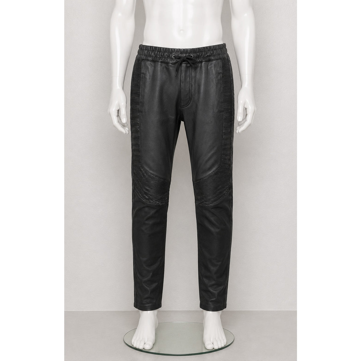 Balmain Lambskin Moto Pants Black Men’s US L Drawstring