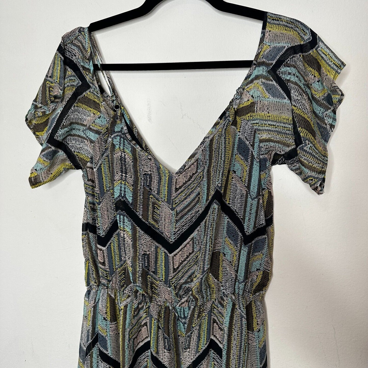 NWT Ella Moss Colorful Mazatlan Off Shoulder Silk Maxi Dress Adj Straps Med