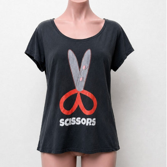 Port & Company Black Short Sleeve Round Neck Scissors Graphic Tee XL