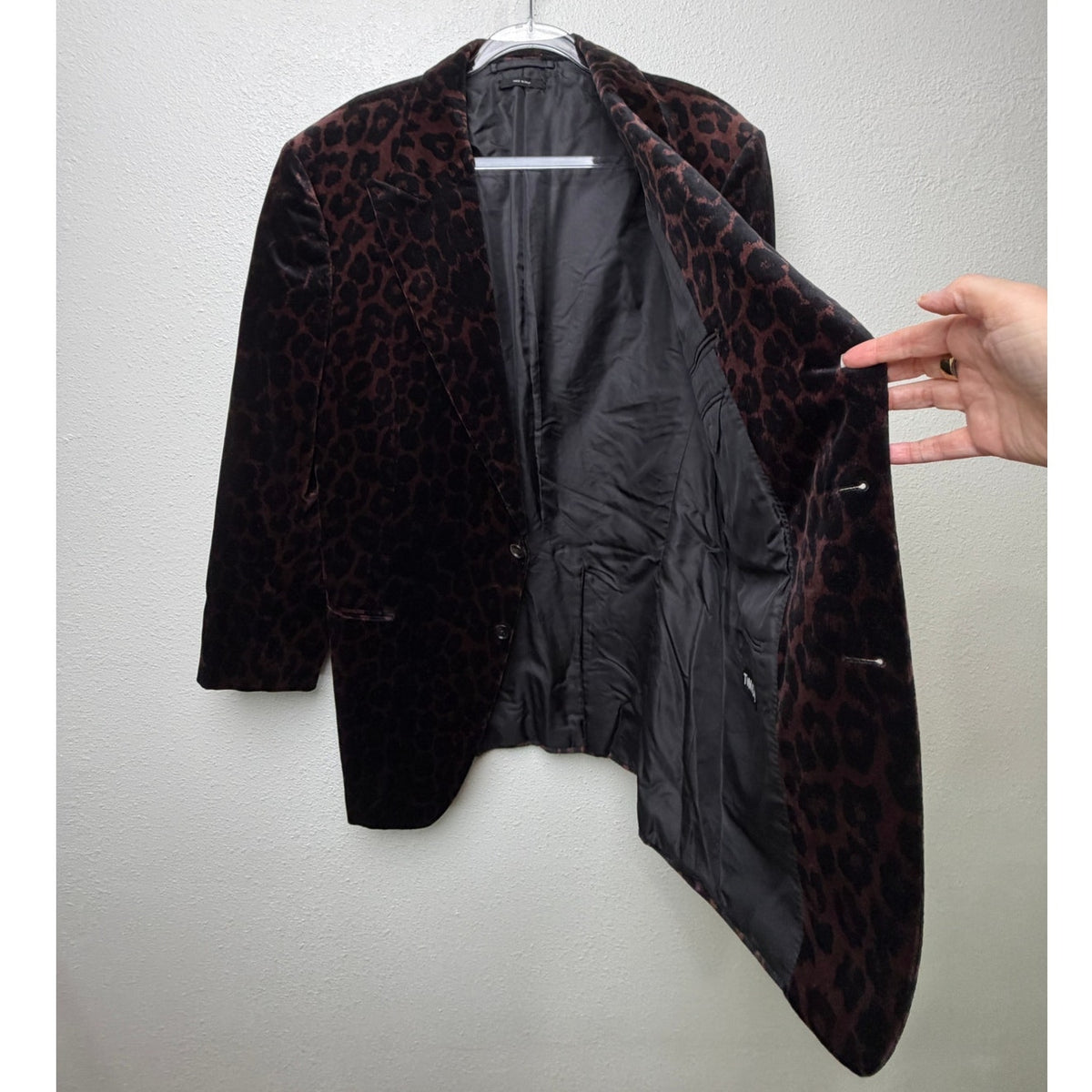 Tom Ford Leopard Print Velvet Blazer Cocktail Jacket Brown Black Men's US 48R