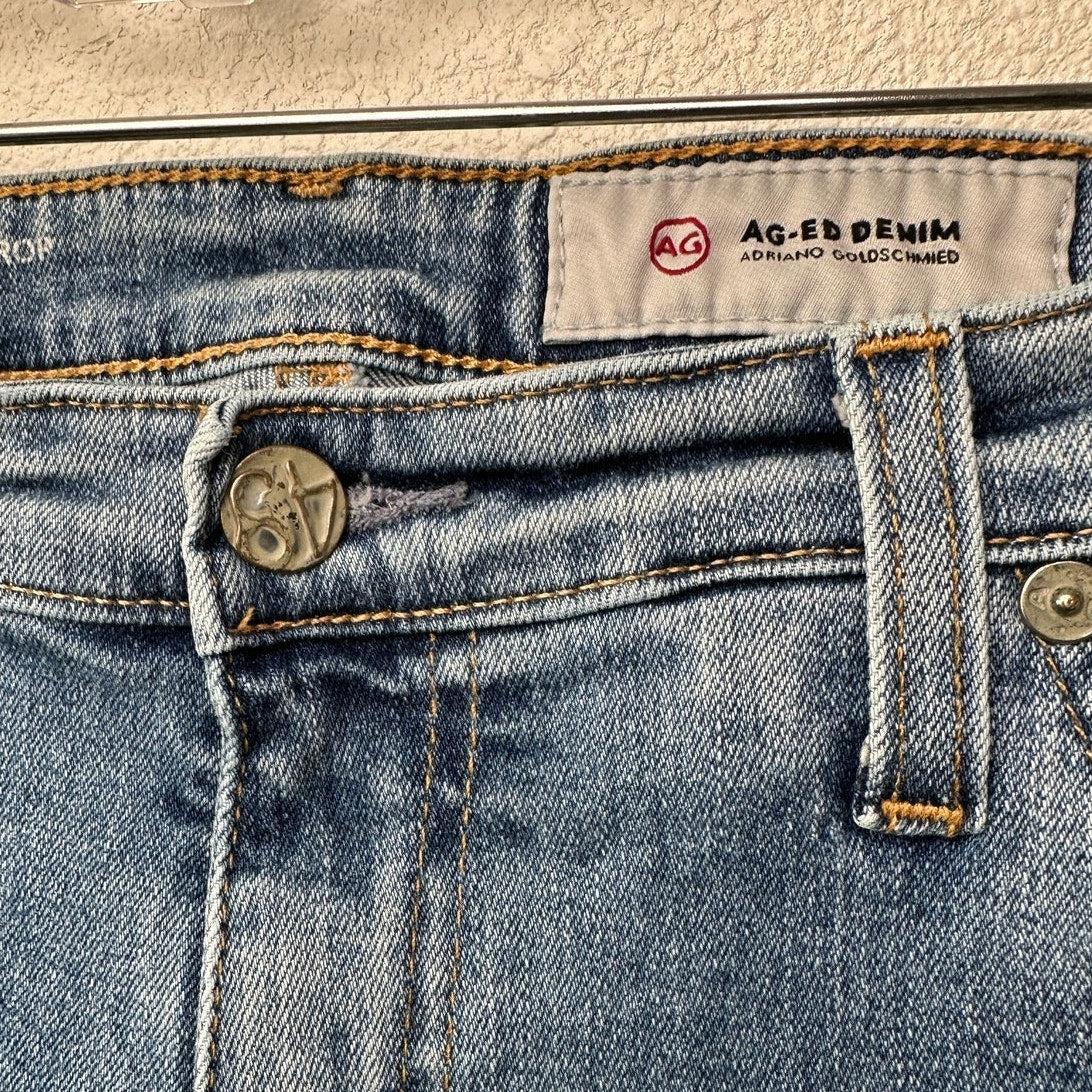 AG Prima Crop Cigarette Jeans Medium Wash Whiskered Size 32R