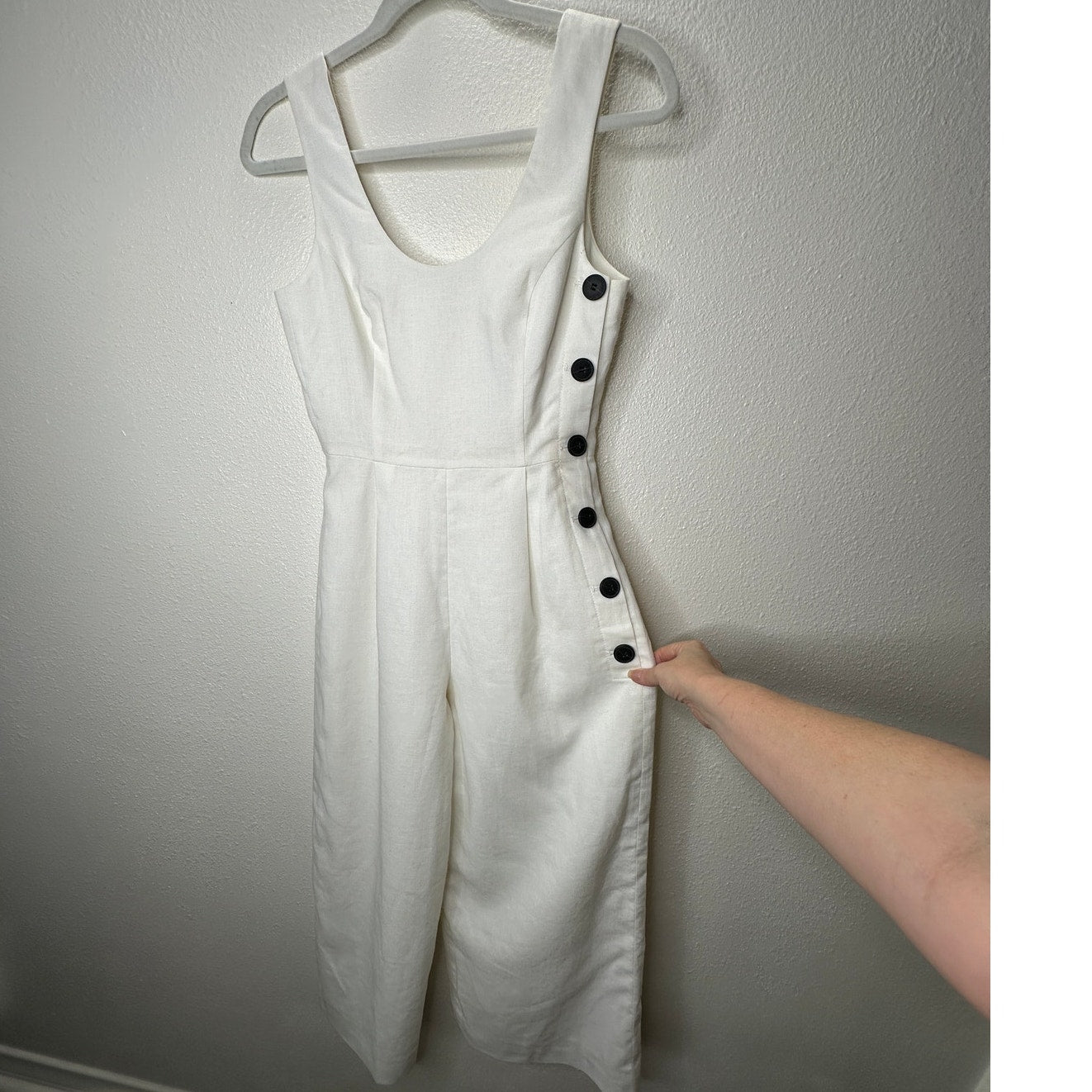 NWT Club Monaco Creme Emberlynn Linen Blend Jumpsuit 0