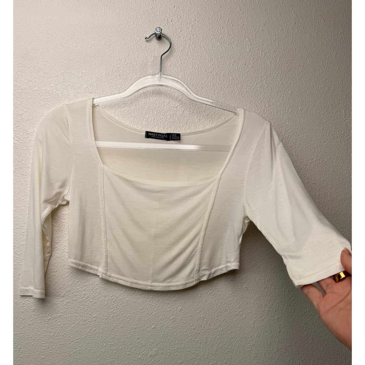 Nasty Gal Cream Square Neck Crop Top Womens US 4