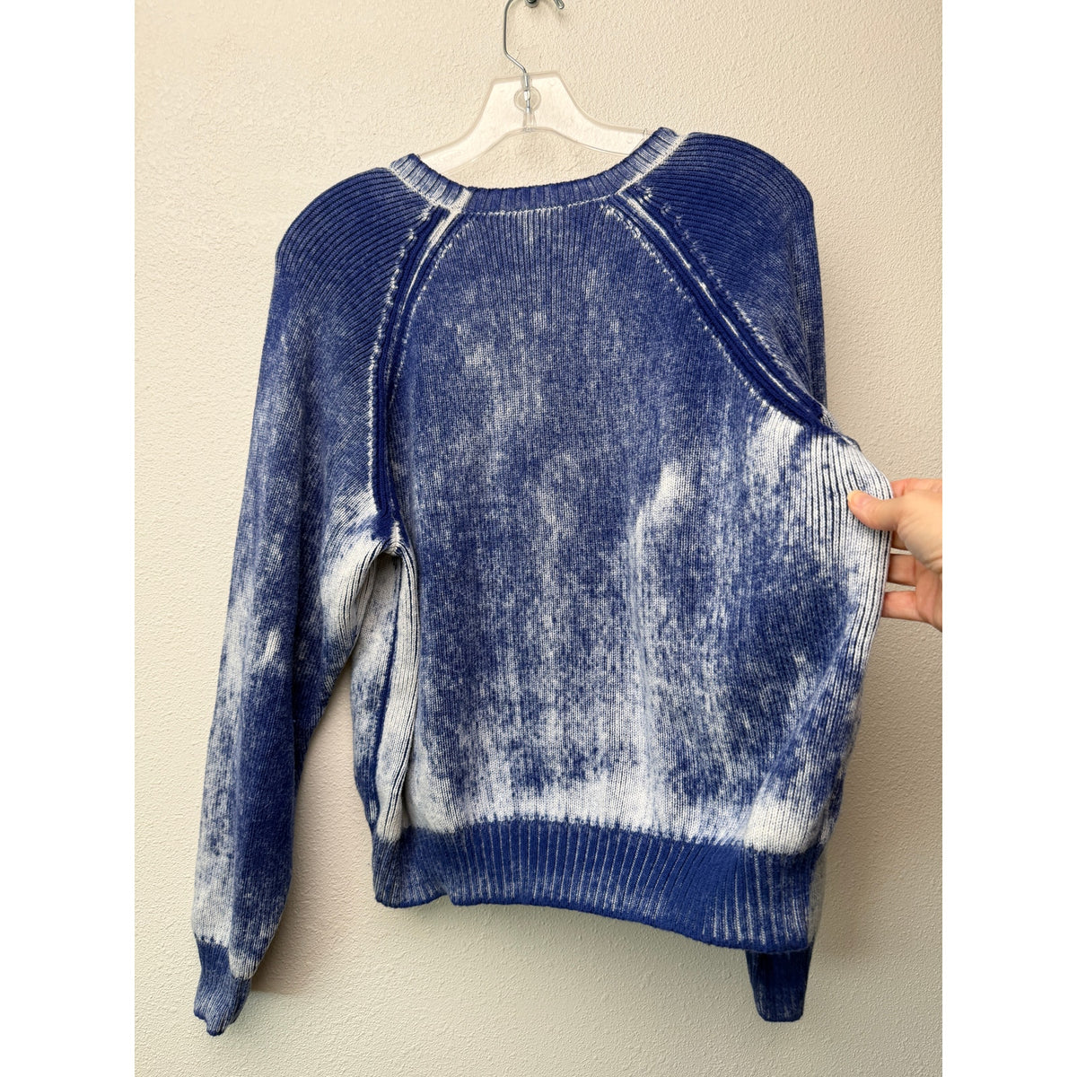 Electric&Rose Blue Ivory Acid Wash Raglan Knit Sweater Women