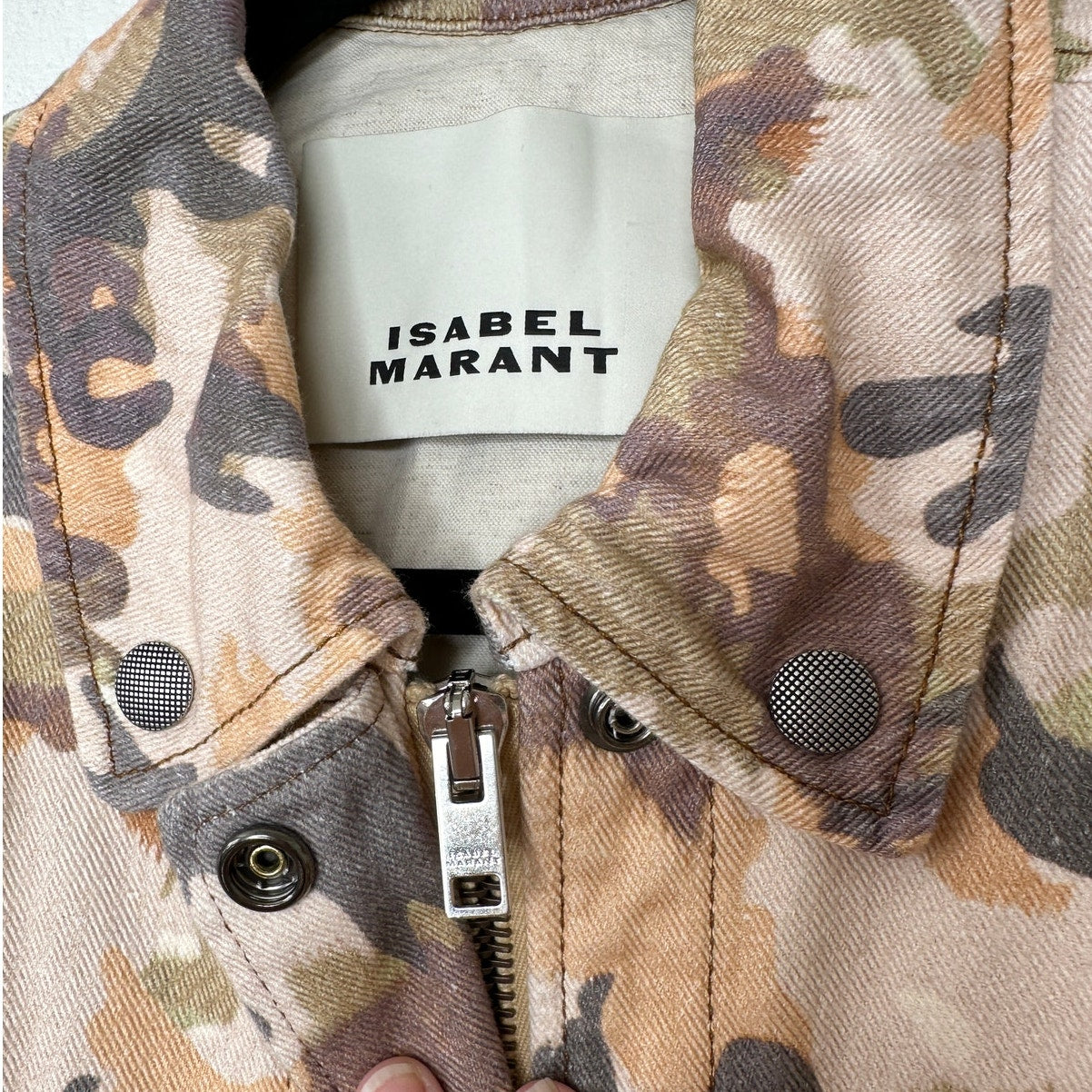 NWT Isabel Marant Peach Pink Gray Elize Camel Camo Field Jacket 38