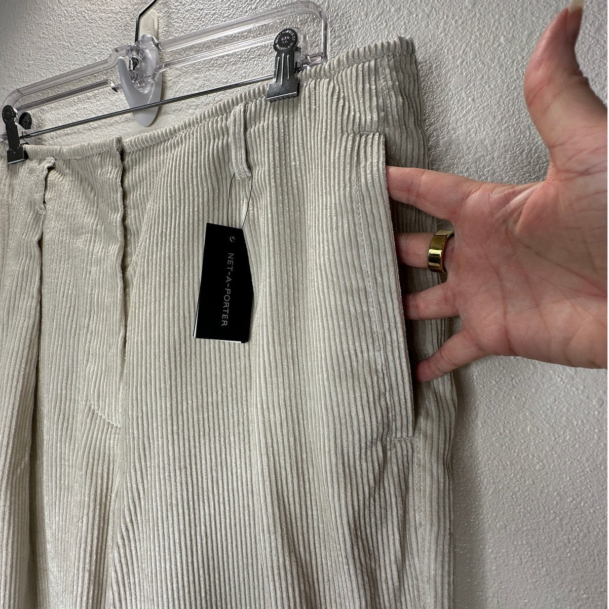 NWT Brunello Cucinelli Oversize Sand Beige Front Pleat Wide Leg Corduroy Pant 14