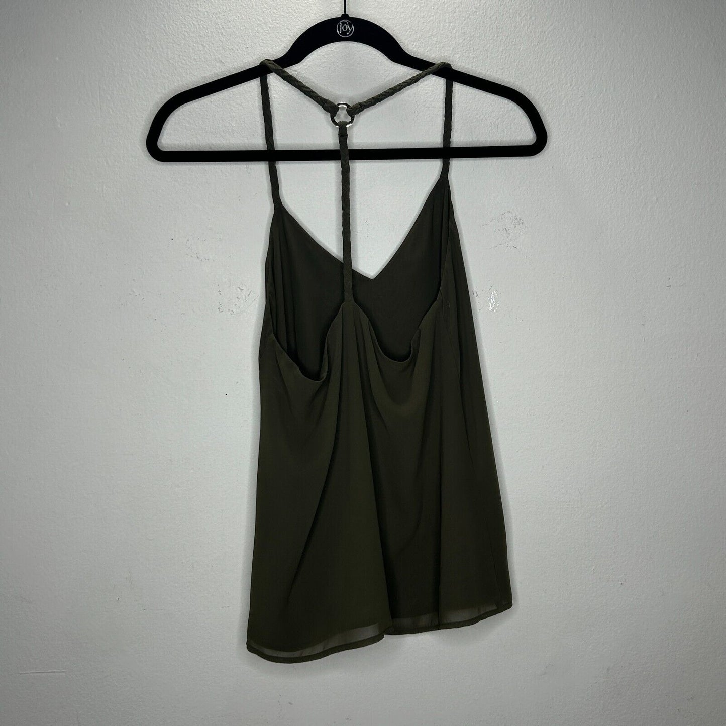 Marciano Olive VNeck Braided Racer Back Semi Sheer Blouse SM