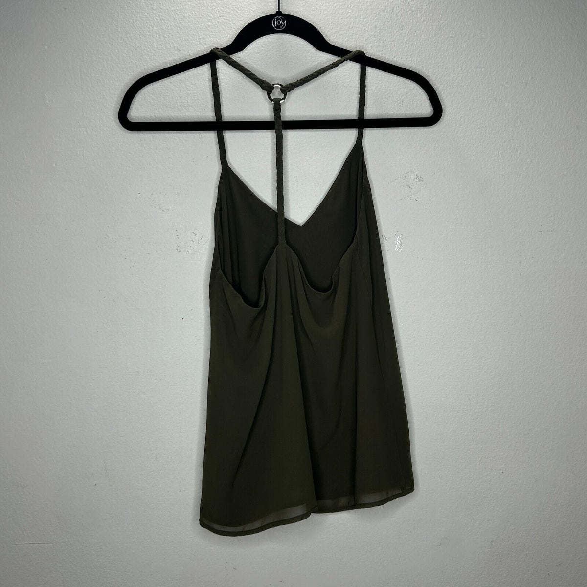 Marciano Olive VNeck Braided Racer Back Semi Sheer Blouse SM