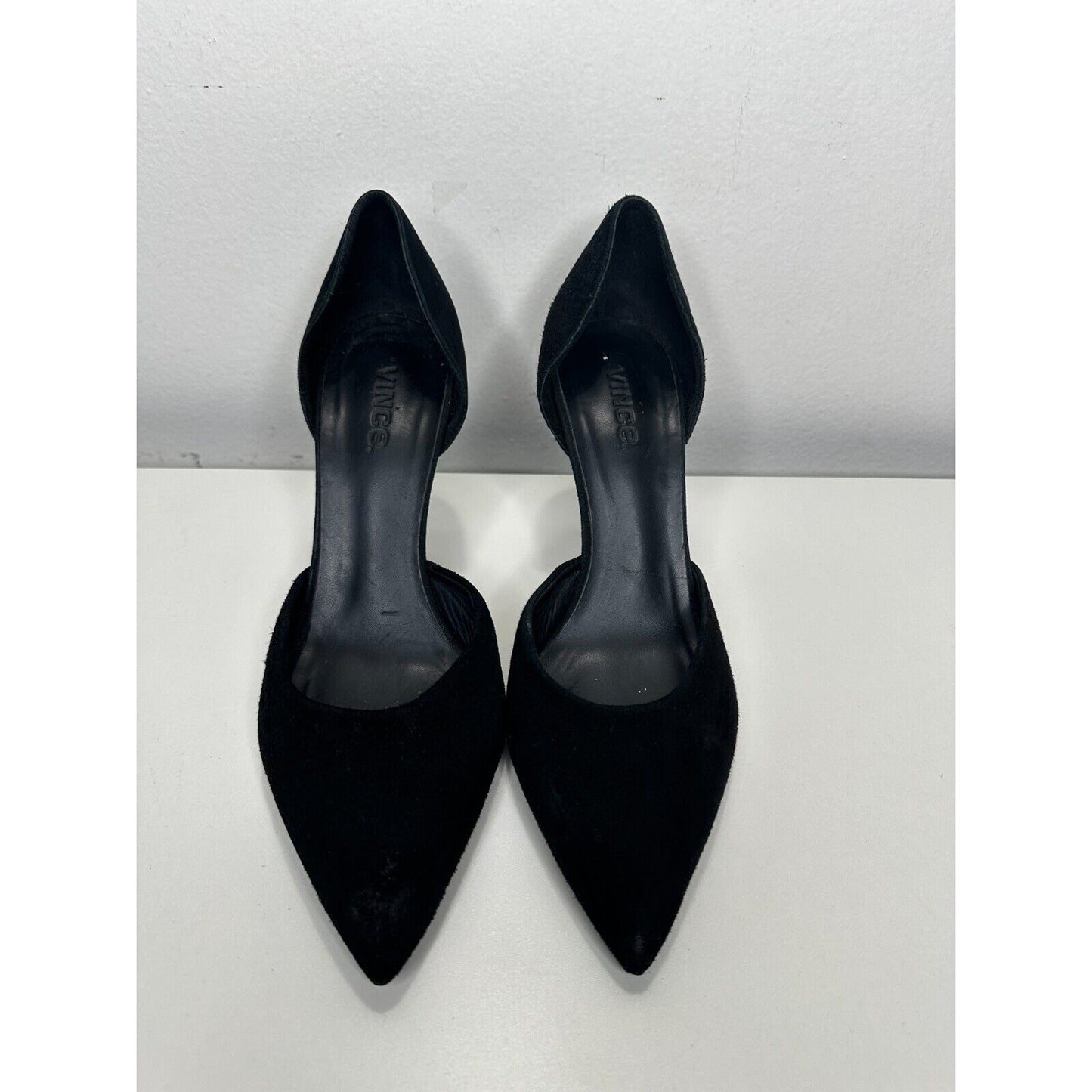 Vince Paulette d'Orsay Black Suede Pointed Toe Cut-Out Stiletto Heel Pump 9