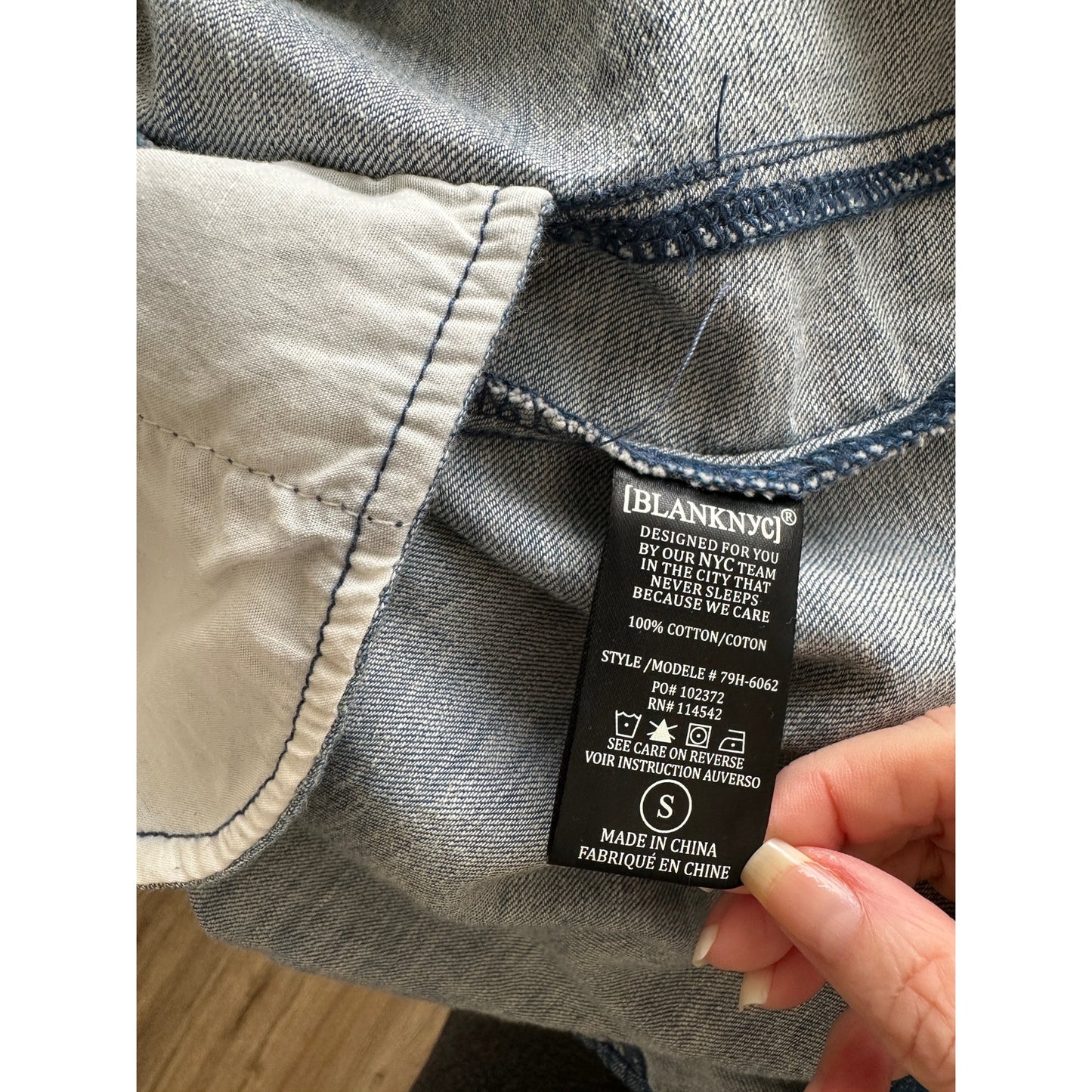 Blank NYC Medium Blue Denim Short Sleeve Pocket Jean Shirt Dress S