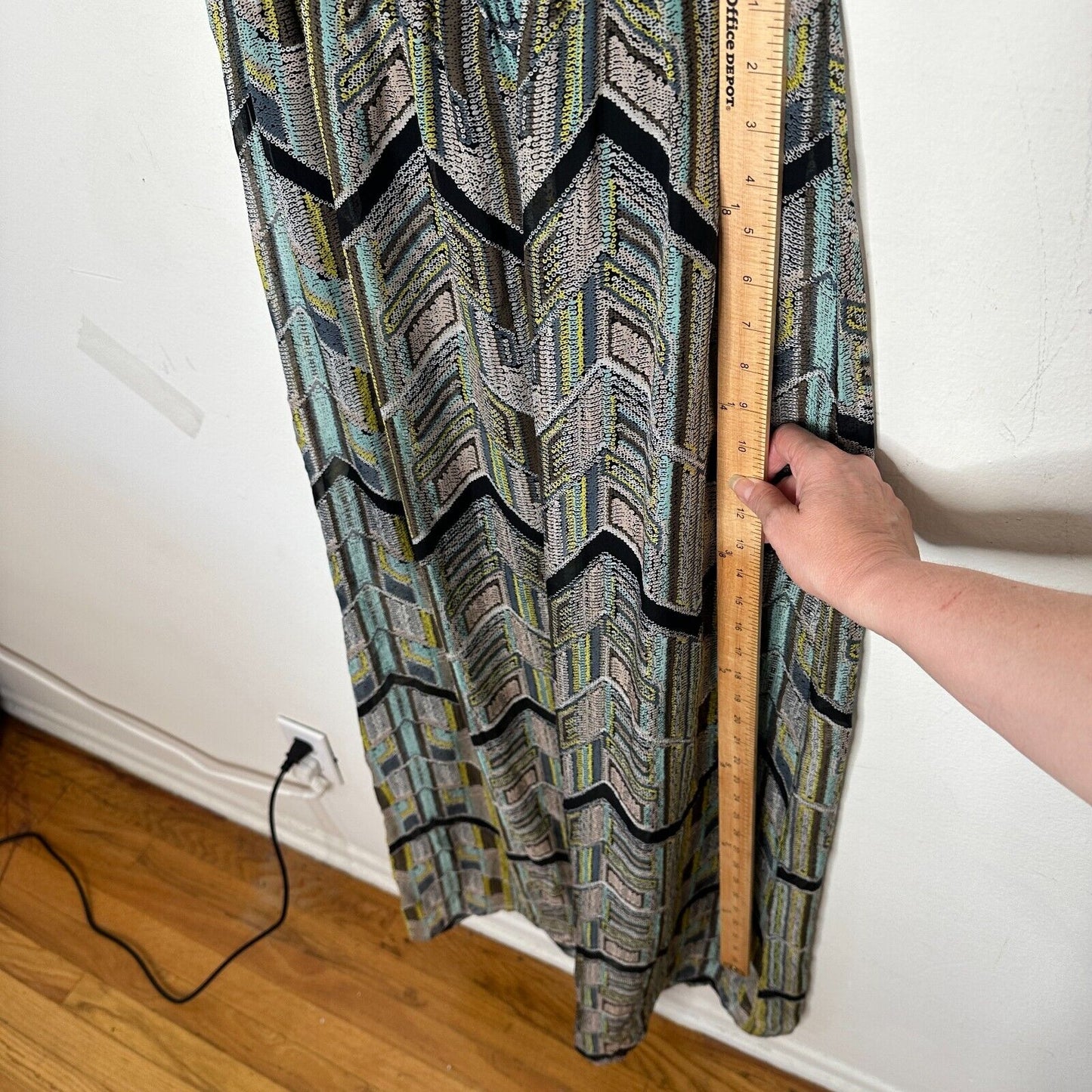 NWT Ella Moss Colorful Mazatlan Off Shoulder Silk Maxi Dress Adj Straps Med
