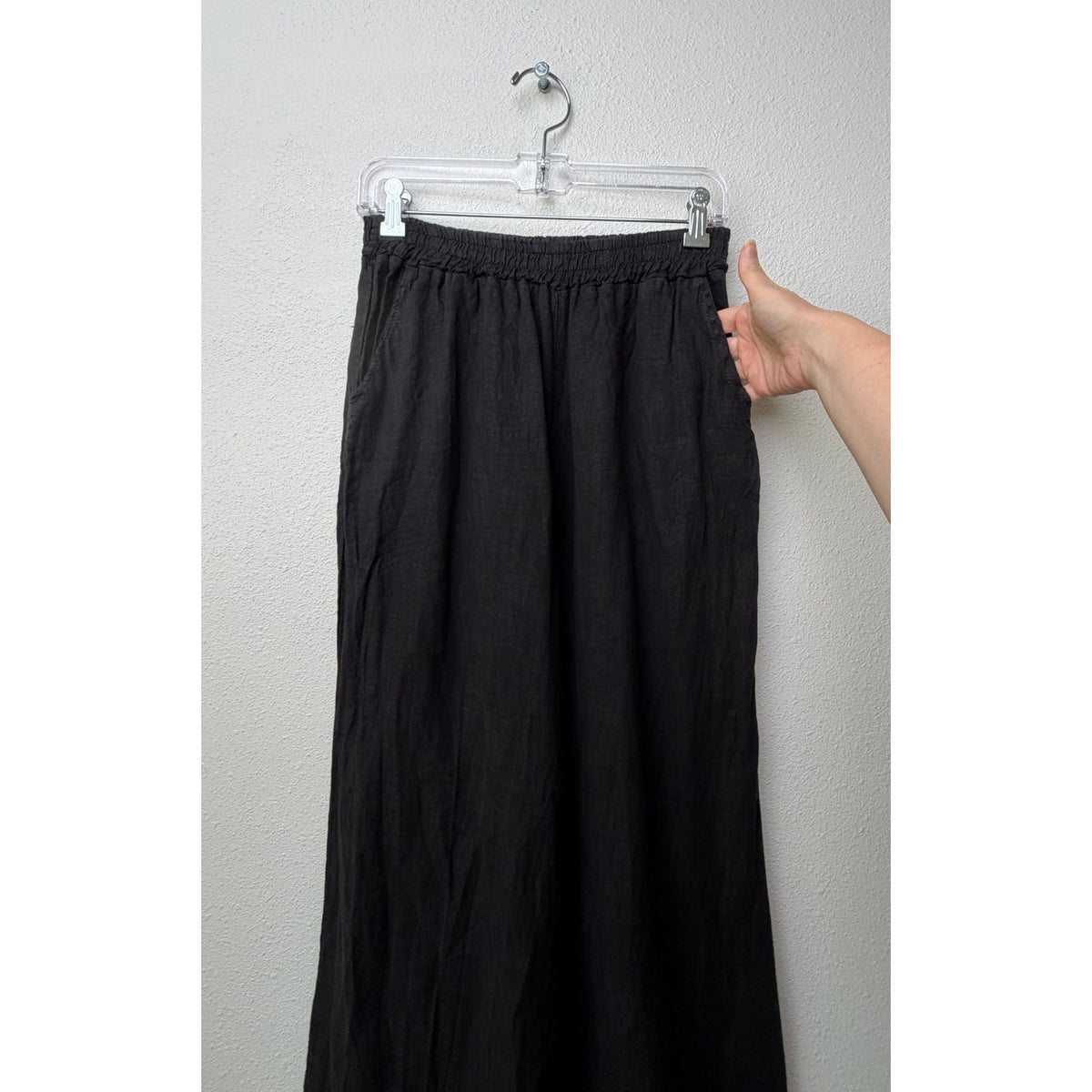 Milio Milano Black Frayed Wide Leg Pants Women M