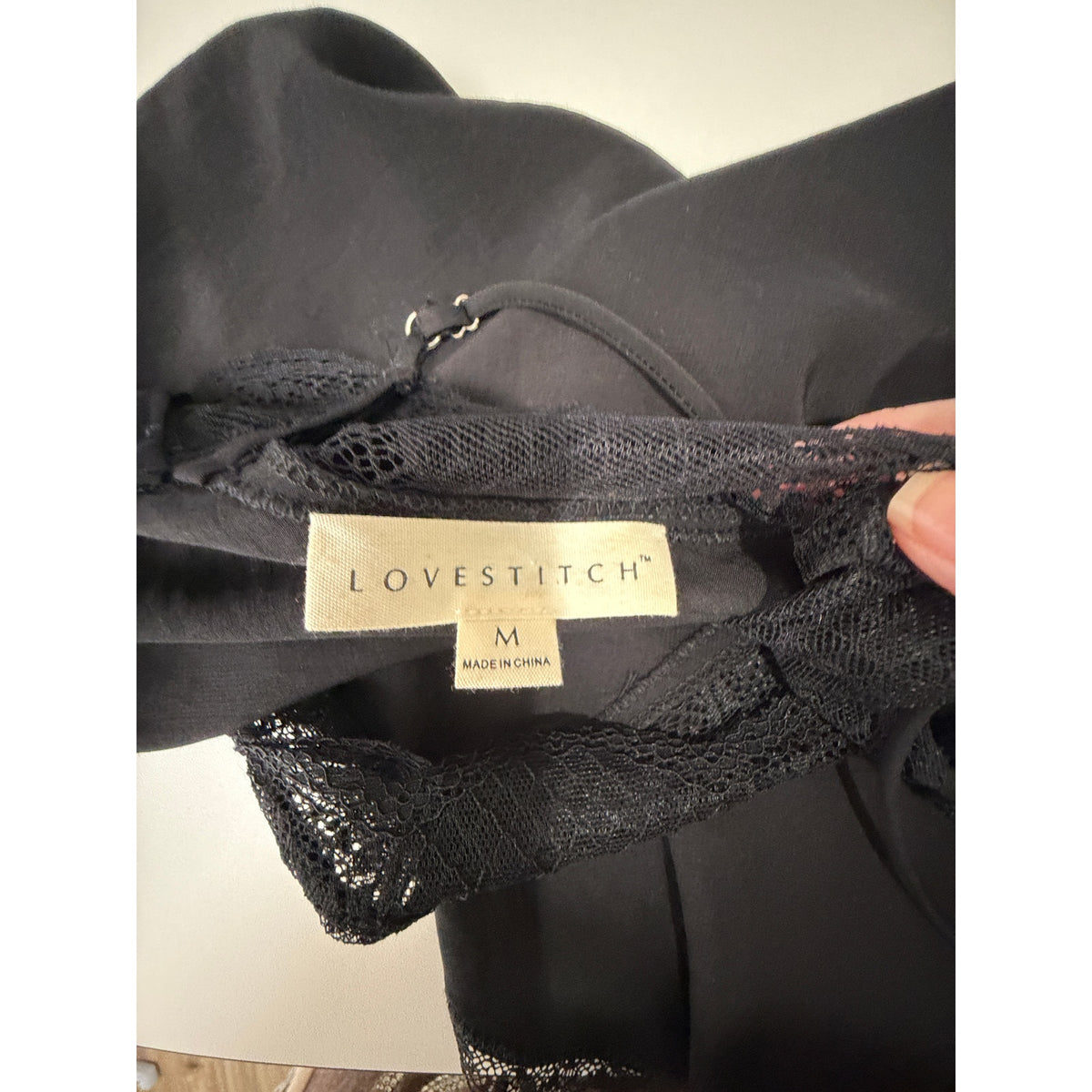 Lovestitch Black Lace Trim Cami Top Women M