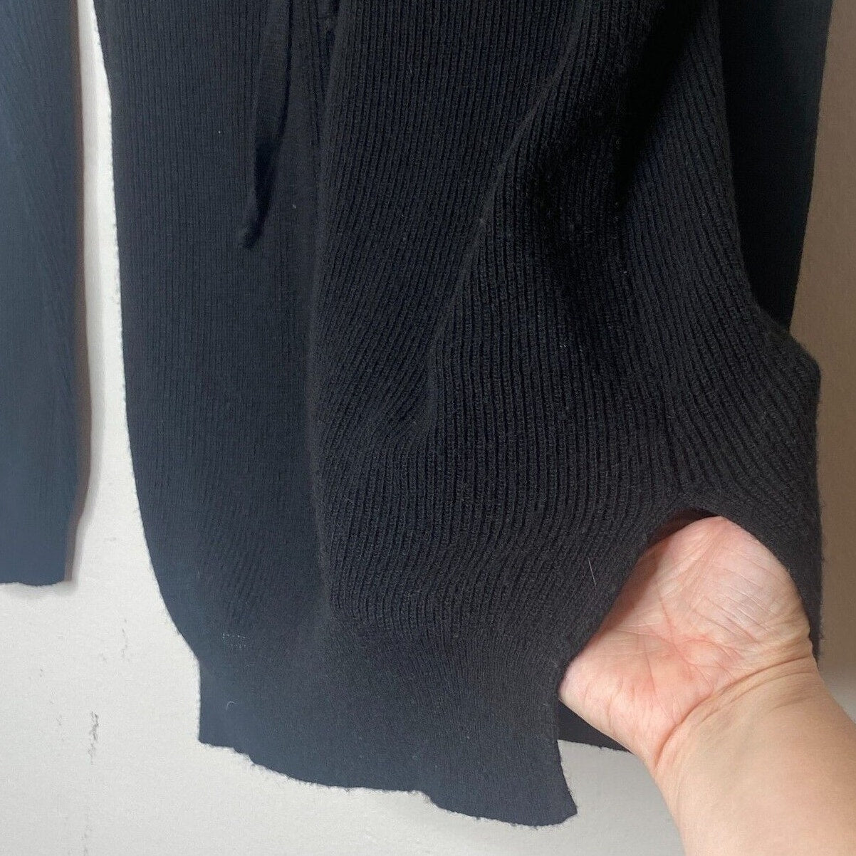 Kontatto Black Long Sleeve Front Tie Lace up V-Neck Long Sleeve Sweater Jumper S