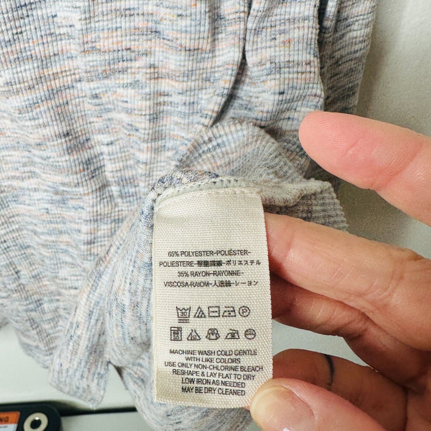 We The Free Ivory Multi-Color Long Sleeve Open Back Turtleneck Tunic Medium