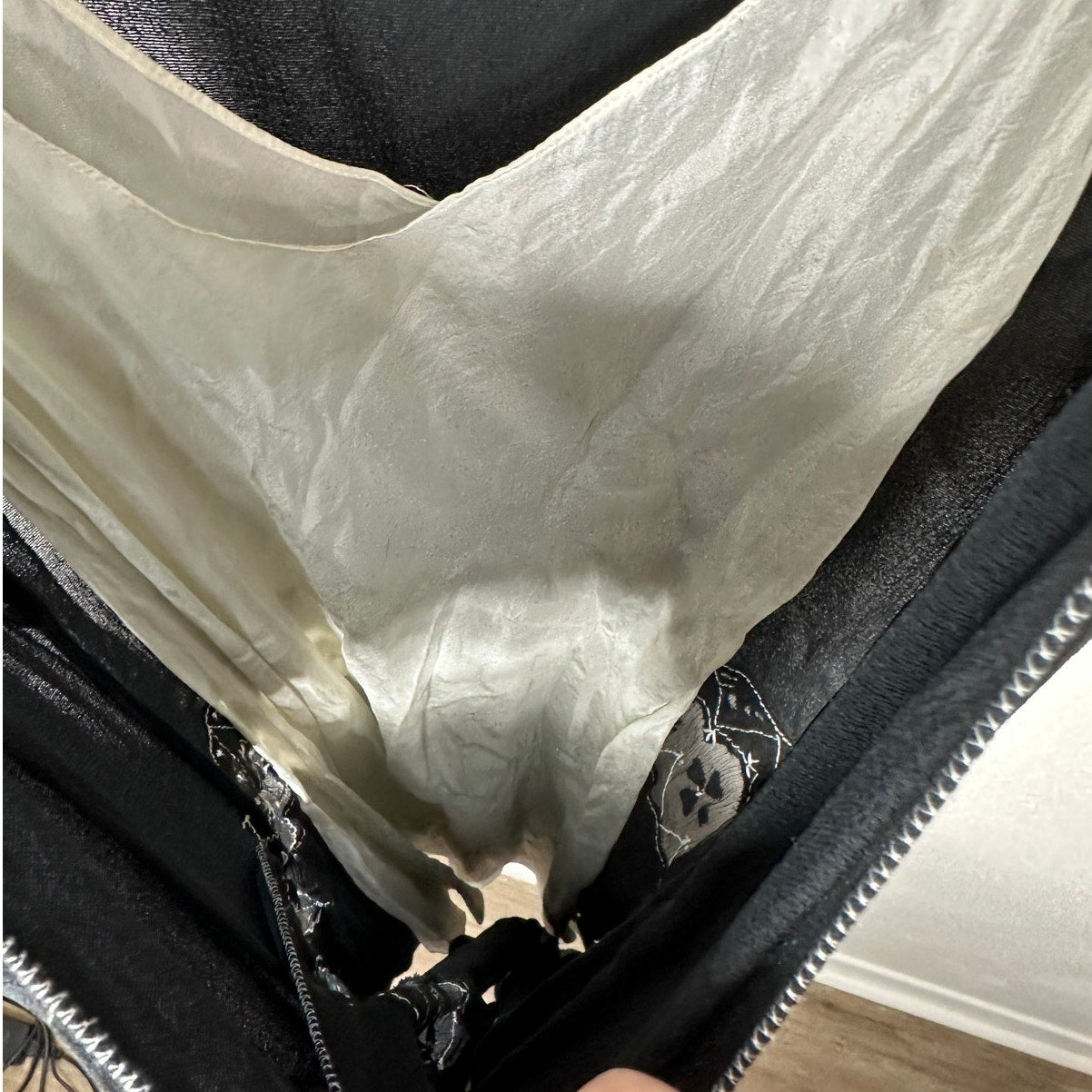 Vintage Max Studio Special Edition Black Ivory Sheer Silk Embroidered Dress S