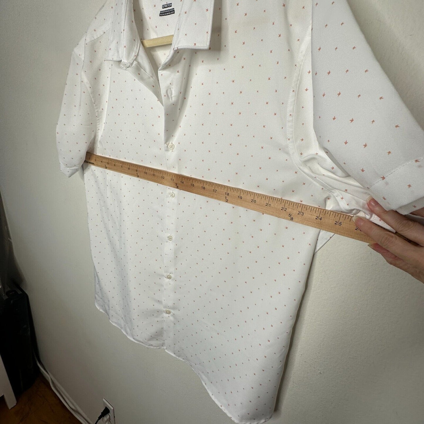 Perry Ellis White Rust Tan Arrow-Dot Print Short Sleeve Button Front Shirt XXL