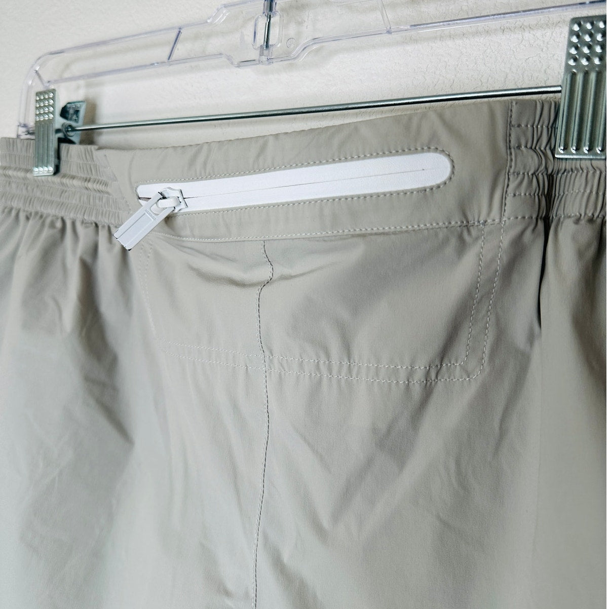 Hermes Mens Gray Drawstring Waist Zip Pocket Swim Trunks
