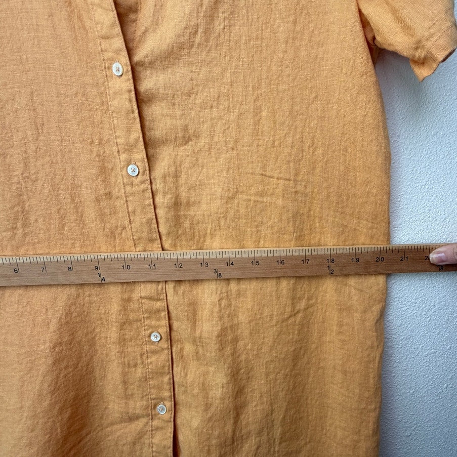 James Perse Mustard Gold Linen Button Front Shirt Dress Women's US M