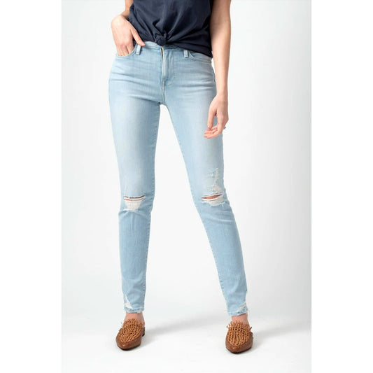 Frame Light Blue Wash Distressed Le High Skinny in Rush Jeans 28