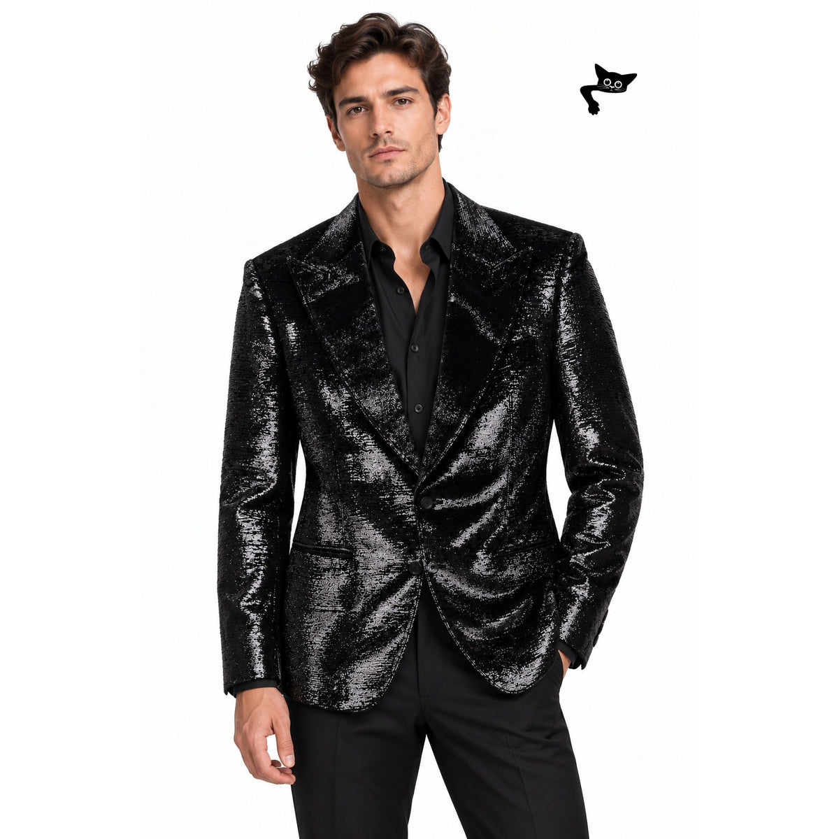 Tom Ford Black Metallic Lurex Textured Dinner Jacket Blazer Men's US 40R
