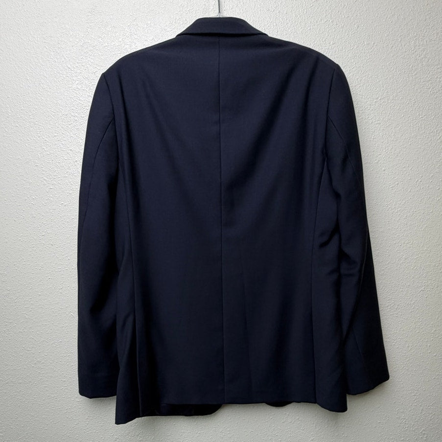 The Black Tux Navy Merino Wool Tuxedo Jacket Black Satin Peak Lapel Men's 40R