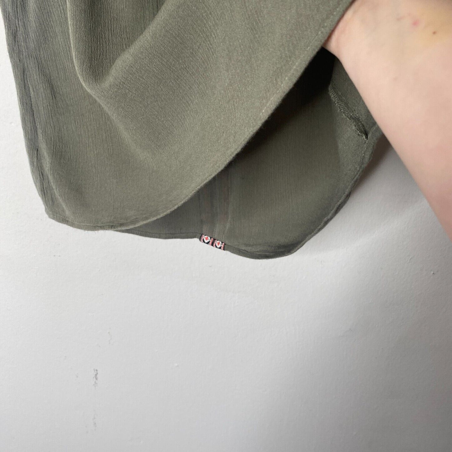 Braeve Olive Green Black Pink & White Aztec Print Trim Sleeveless Flowy Blouse S