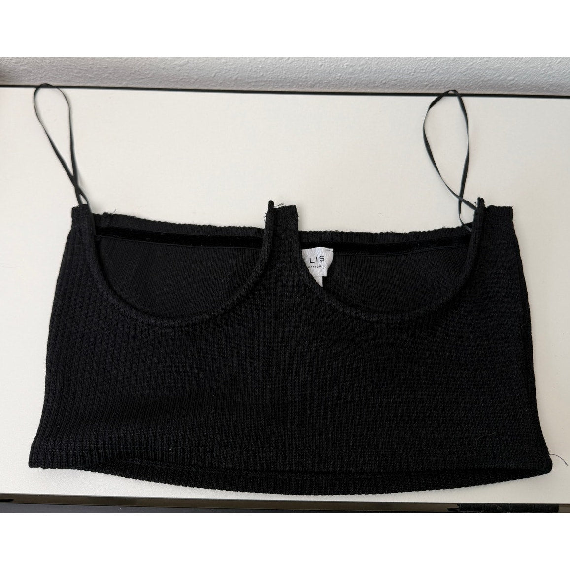NWT Le Lis Black Knit Corset Top Women's S