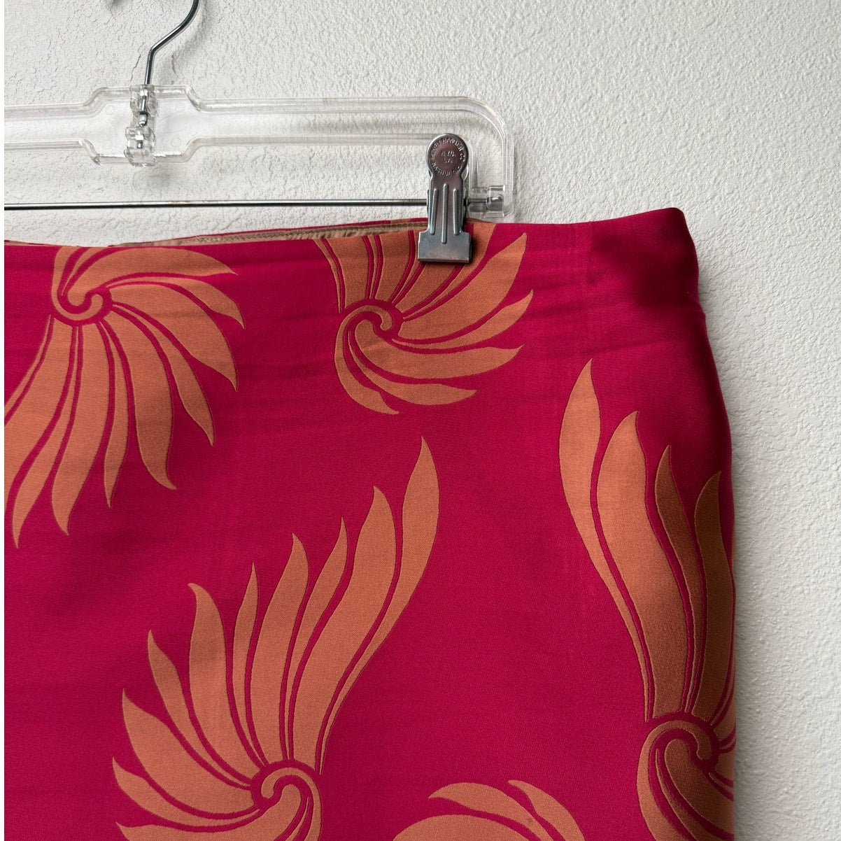 Dries Van Noten Fuchsia Peach Shell Silk Skirt US 12