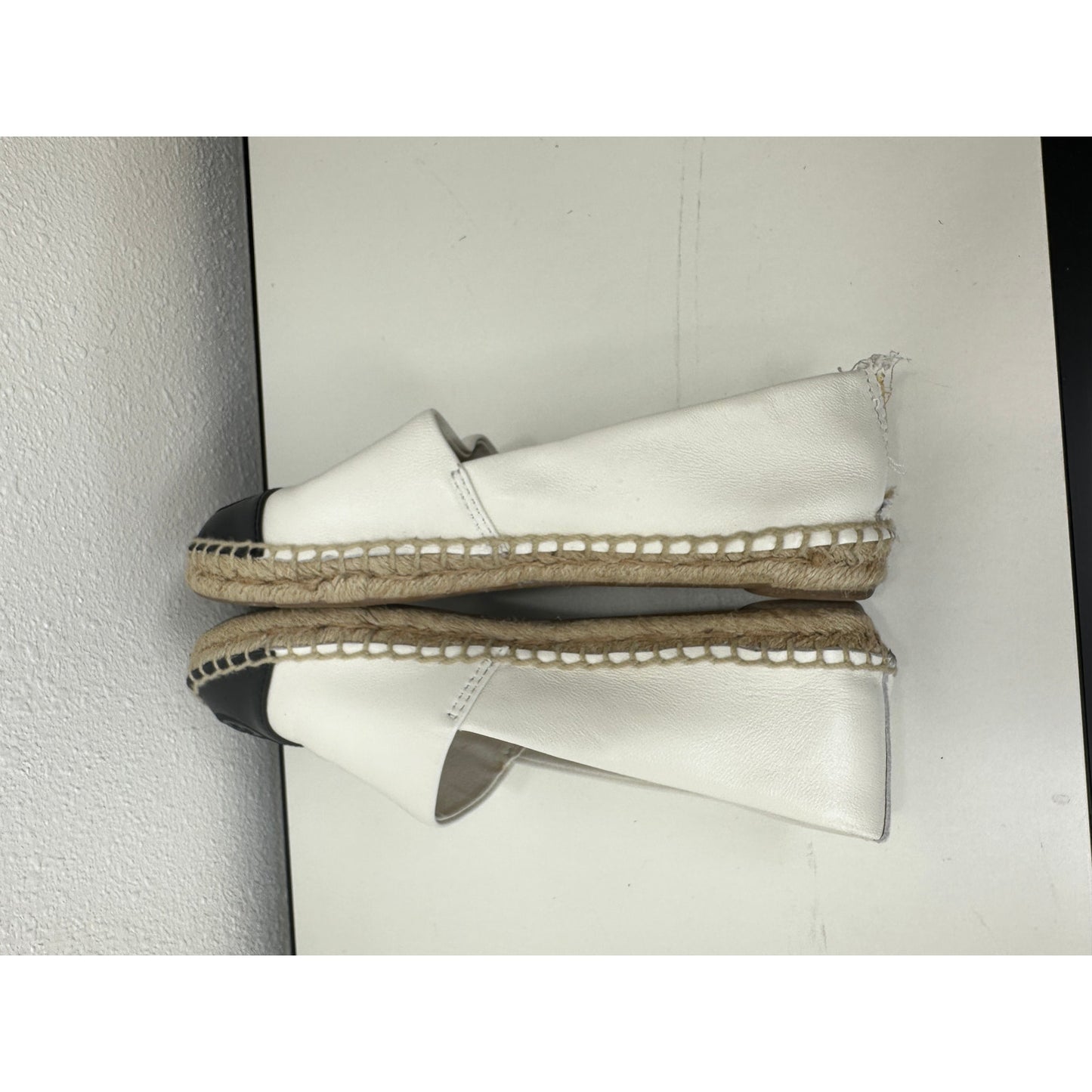 Tory Burch Black & White Colorblock Round Toe Espadrille 5
