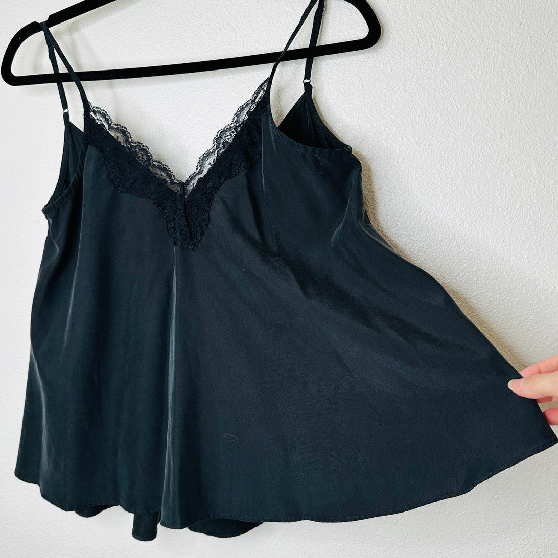 NWT Zara TRF Collection Black Lace Trim Flowy Cami Top XS