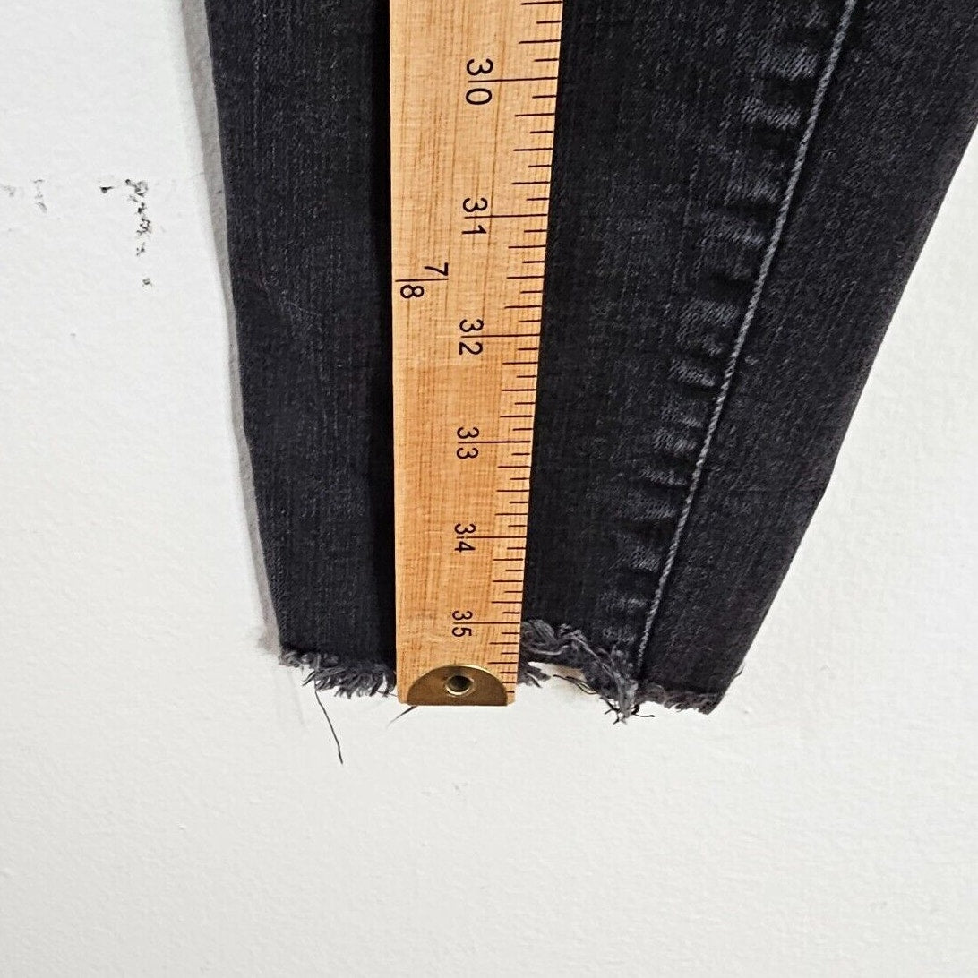Madewell Dark Gray Raw Hem 10" High Rise Skinny Jeans Button Through Edition 28