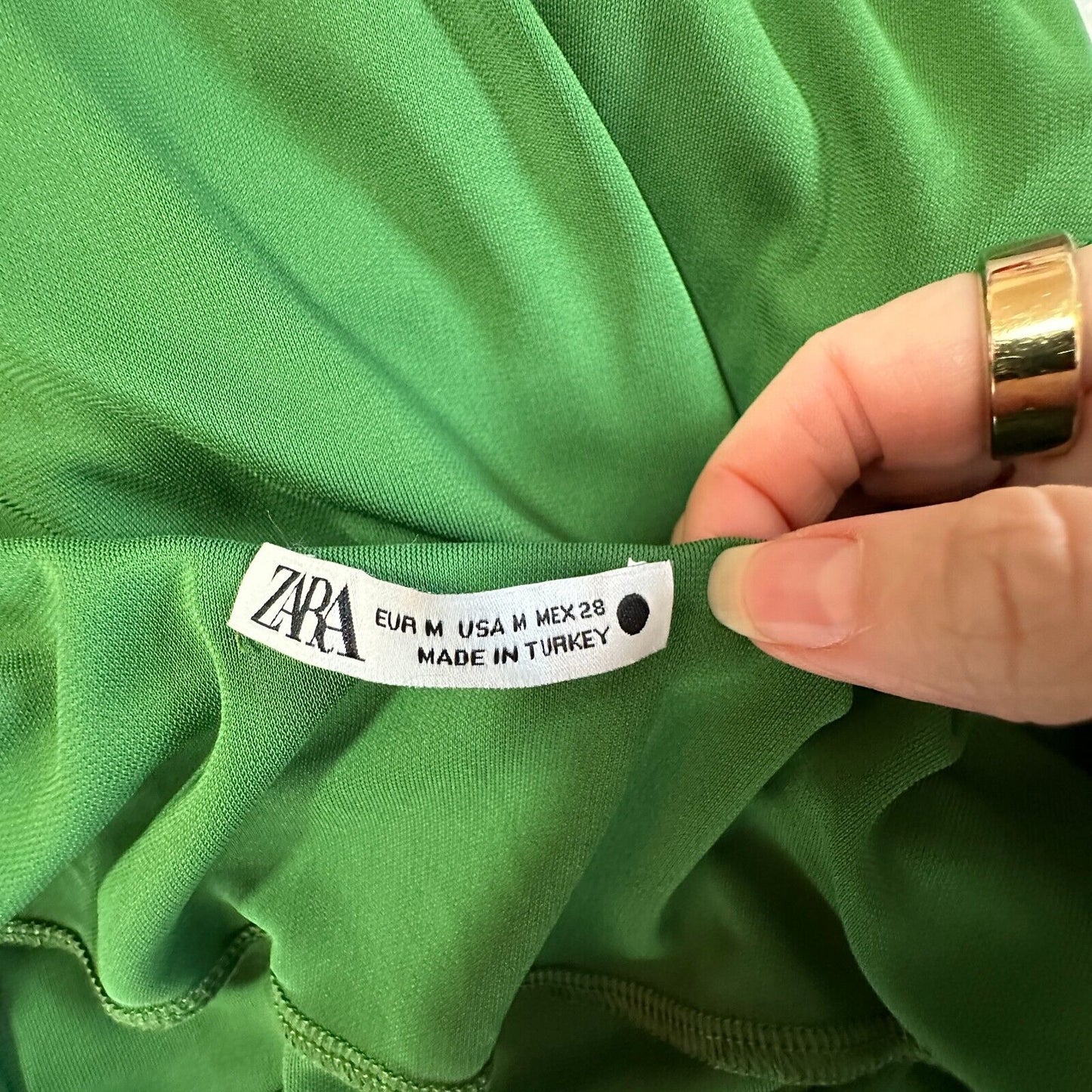 Zara Emerald Green Strapless V-Neck Keyhole Halter Top Tie Back Maxi Dress M