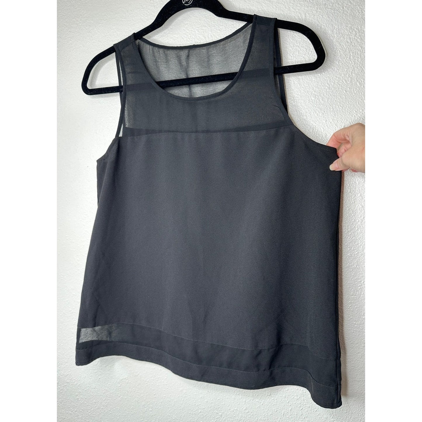 Jack Black Sheer Mixed Media Sleeveless Round Neck Tank Top S