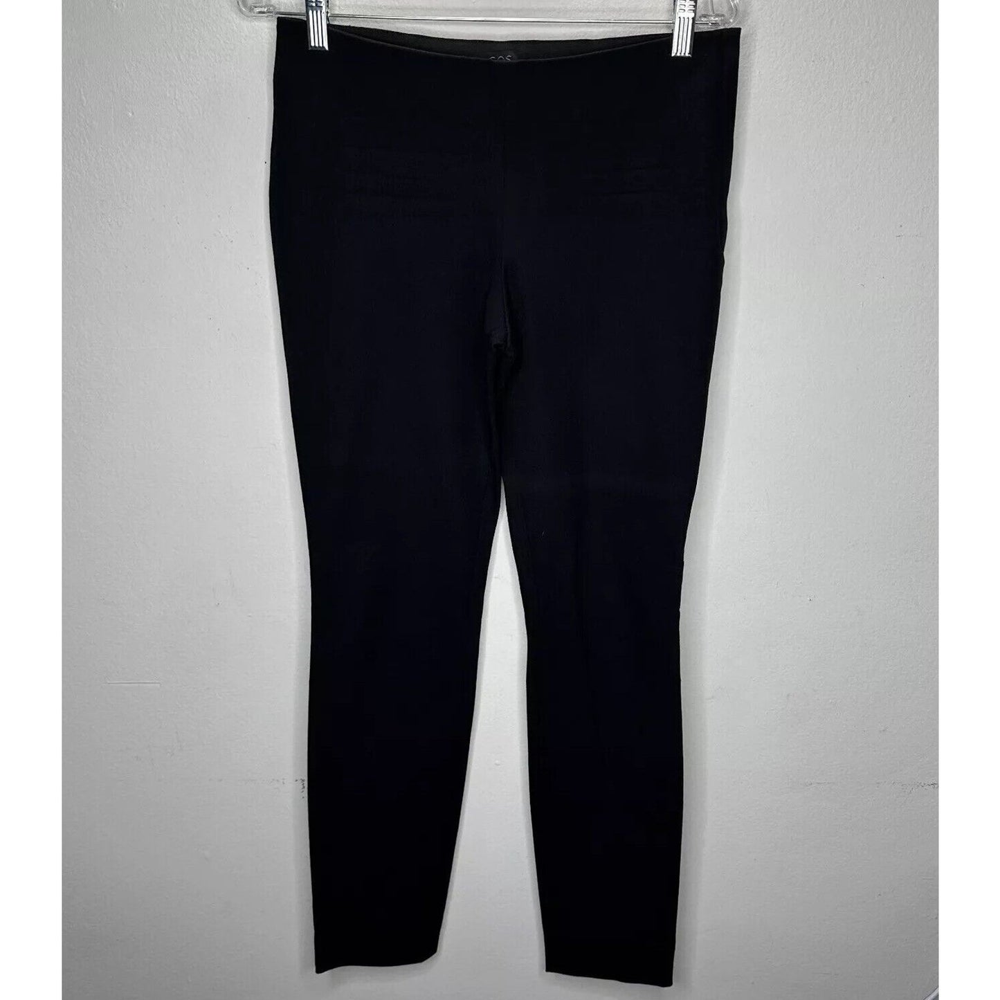 COS Black Stretch Side Zip Flat Front Slim Fit Leggings Trousers Pants 38