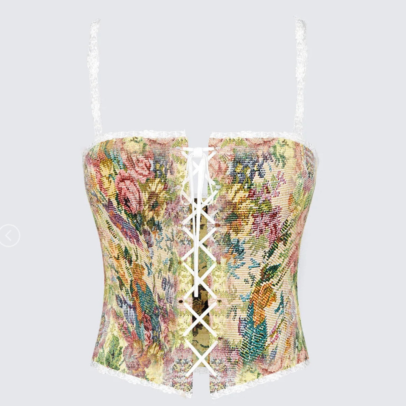 Finesse Antoinette Sexy Tapestry Royalty Top Front Lace Up Tie Corset XS