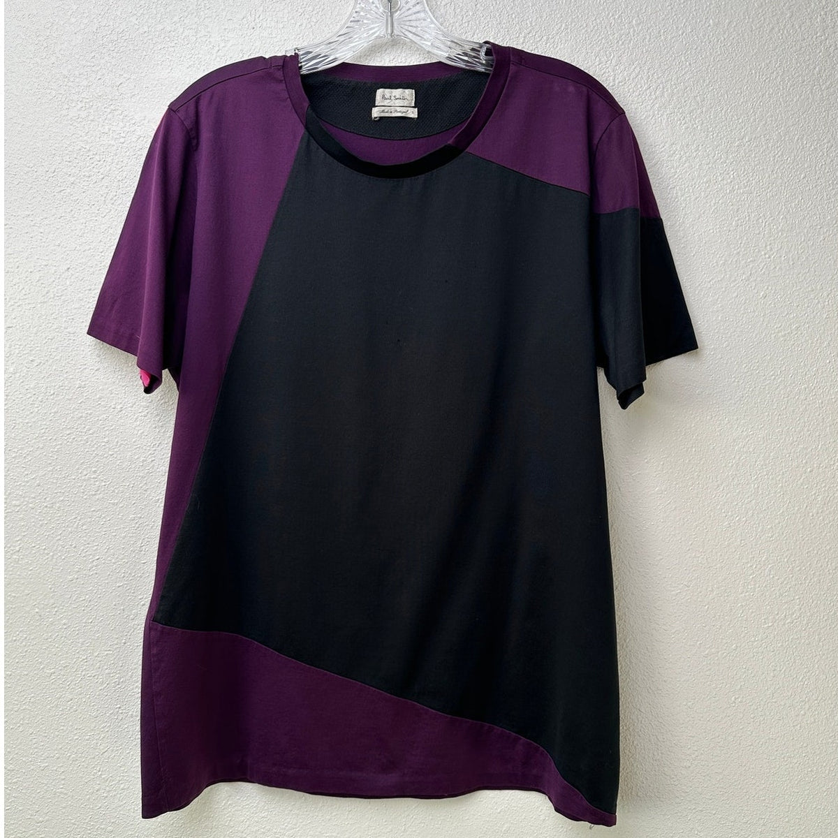 Paul Smith Tee Black Purple Womens US L Colorblock